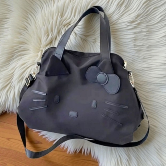 Hello Kitty Black Crossbody Tote Travel Bag Gym Bag - Picture 1 of 8